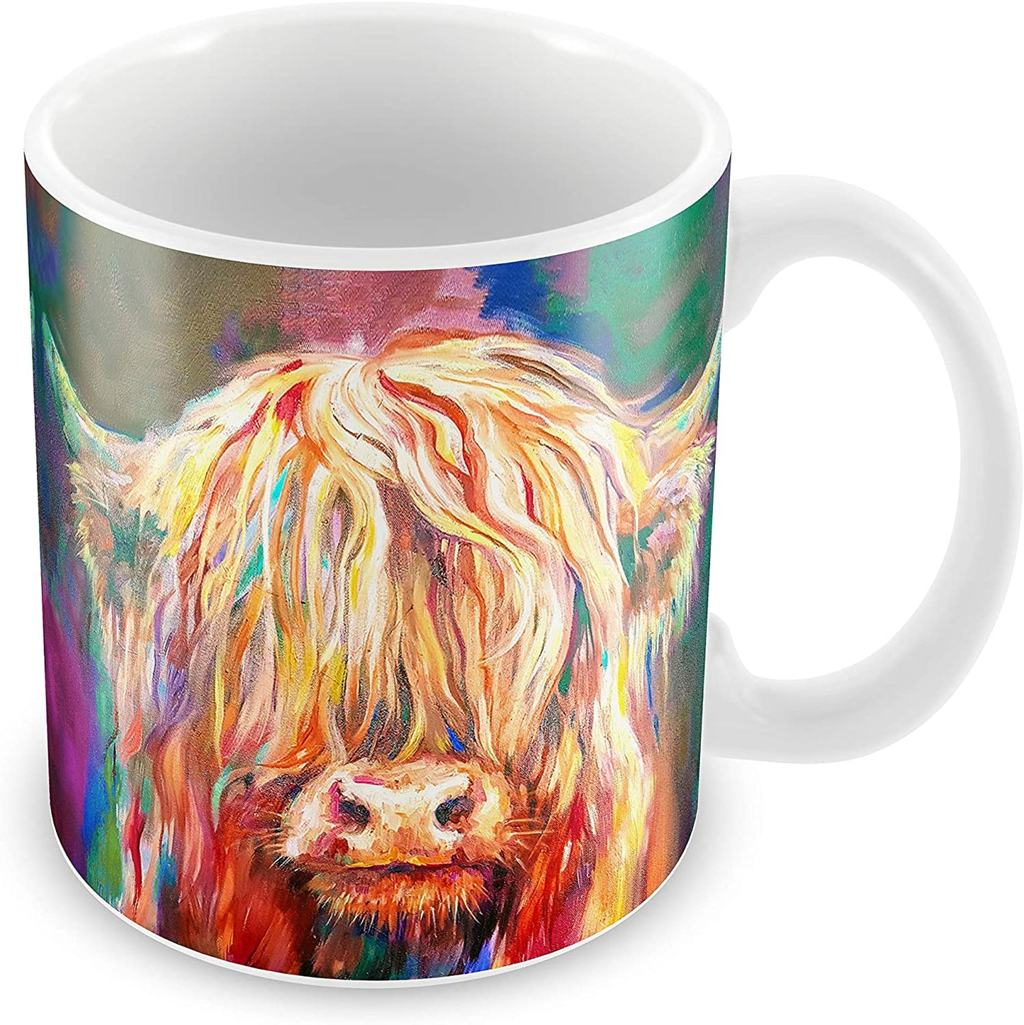 Colourful Highland cow mug