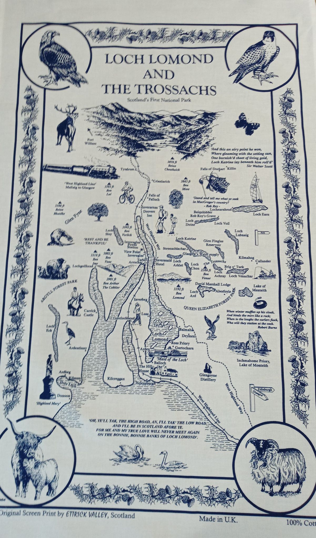 Vintage Loch Lomond & the Trossachs tea towel