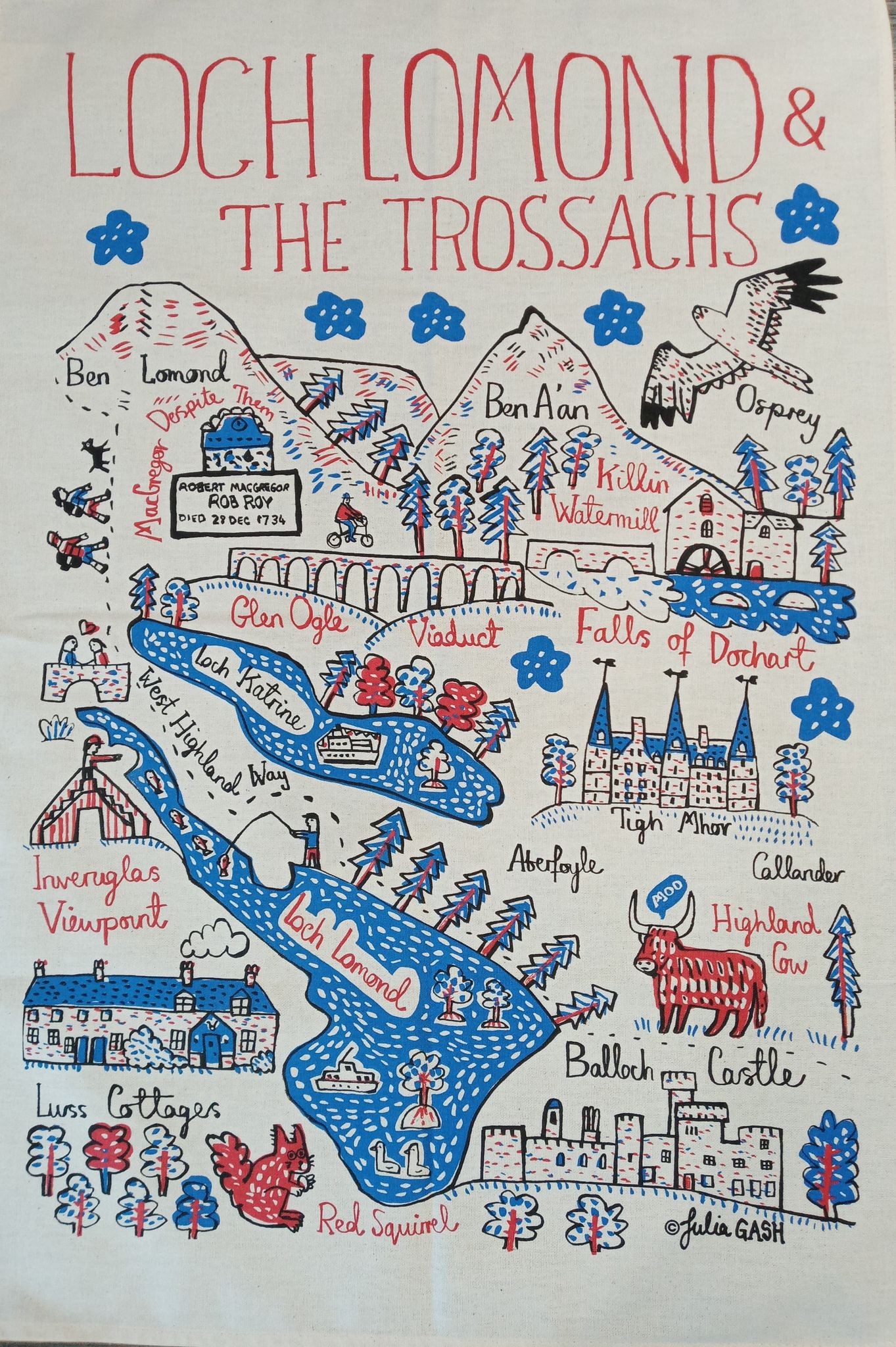Loch Lomond & the Trossachs tea towel