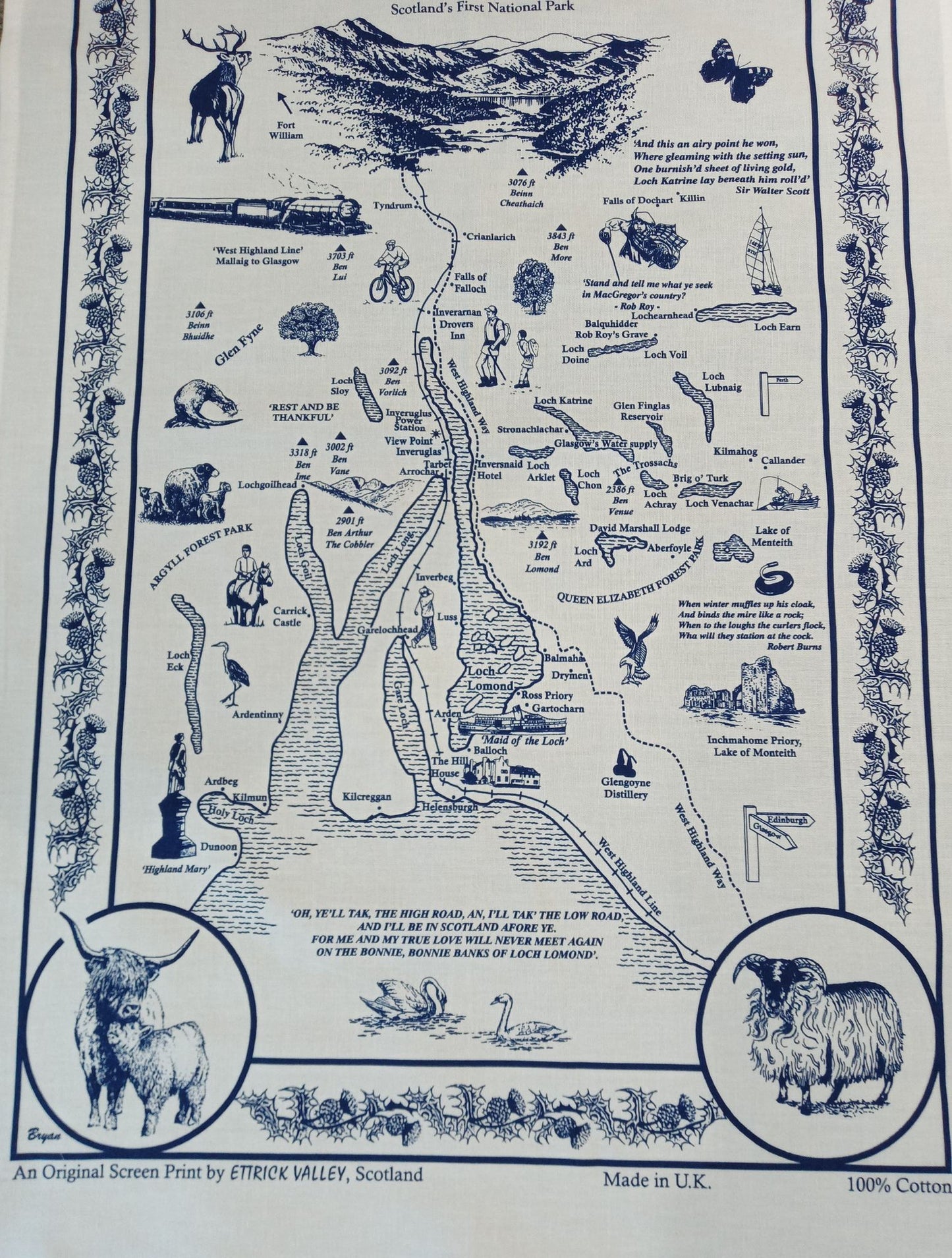 Vintage Loch Lomond & the Trossachs tea towel