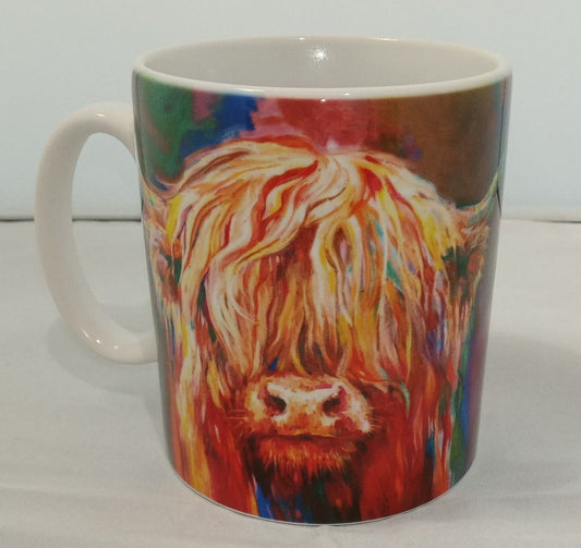 Colourful Highland cow mug